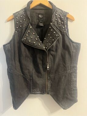 Harley-Davidson Black Studded Denim Vest